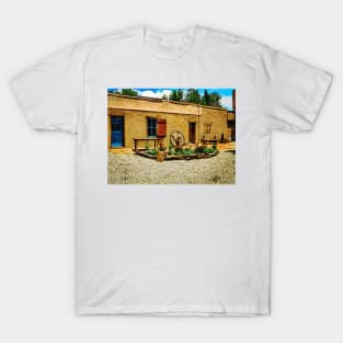 Charming adobe building in Taos, New Mexico captured in watercolor style T-Shirt